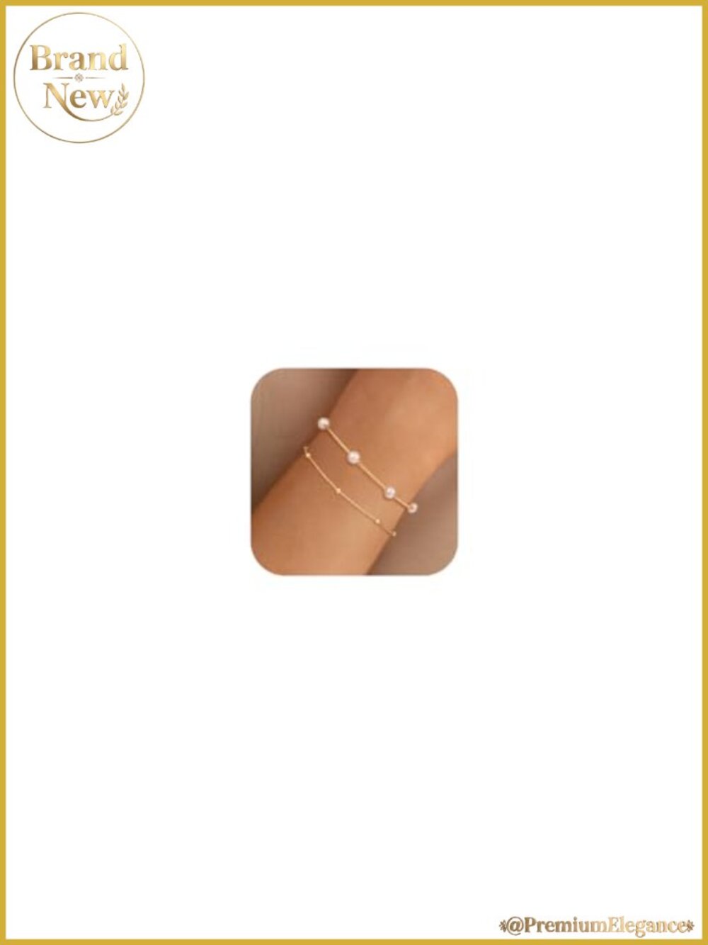 Dainty Pearl Bracelet Set 14K Gold Plated Link Bracelets for Women Stackable